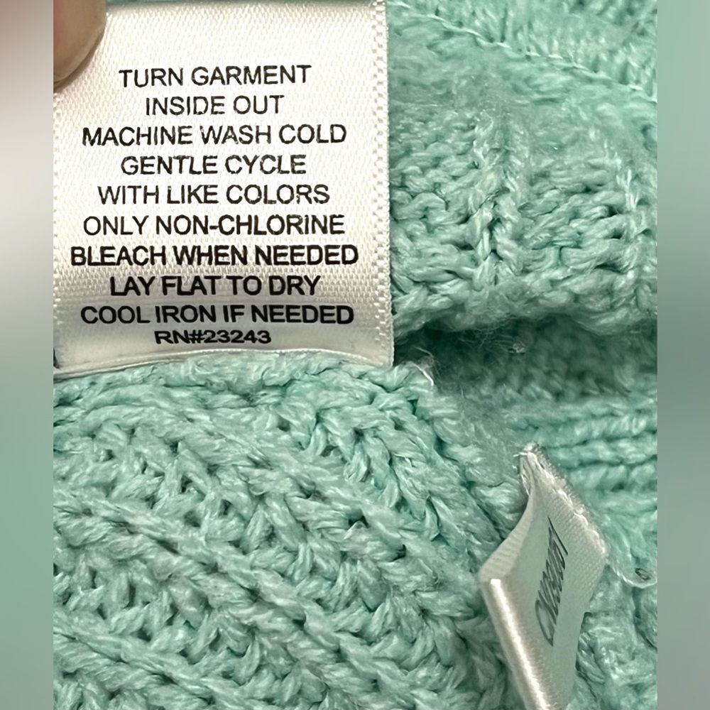 New York & Company Women’s Mint Green Cable Knit 3/4 Sleeve Sweater Medium - Picture 11 of 16